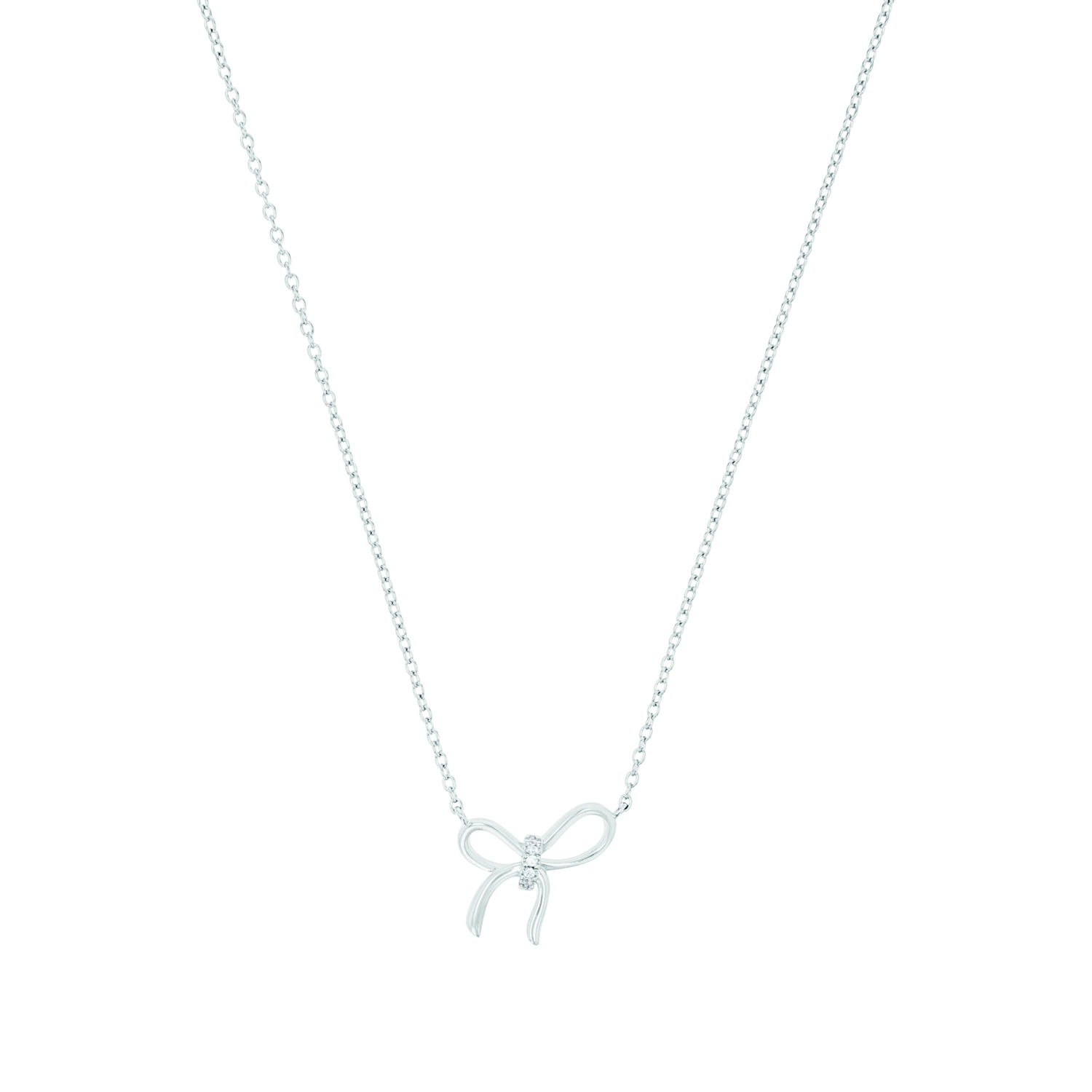 Kette mit Anhänger für Damen, 925 Sterling Silber, Zirkonia synth. | Schleife