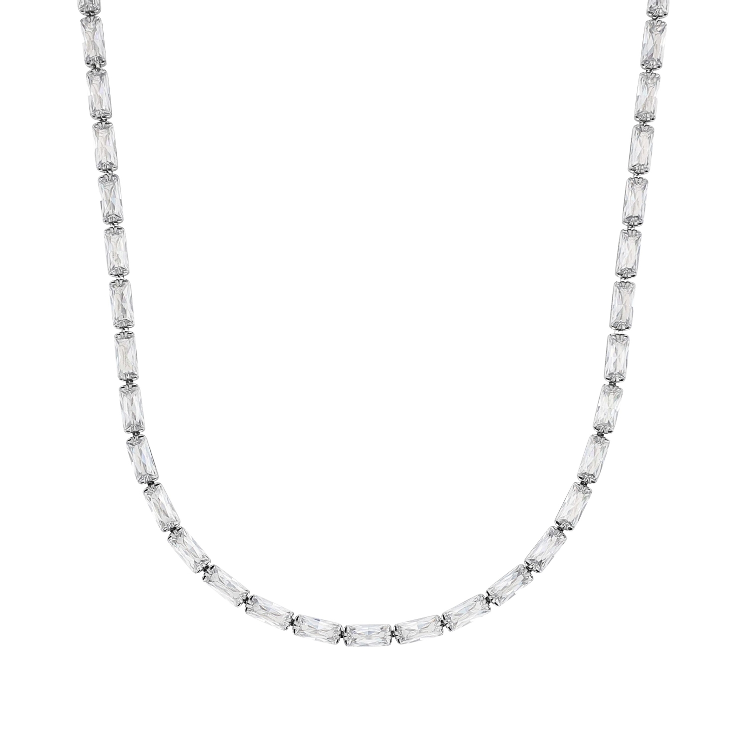 Halskette für Damen, Edelstahl, Zirkonia synth.